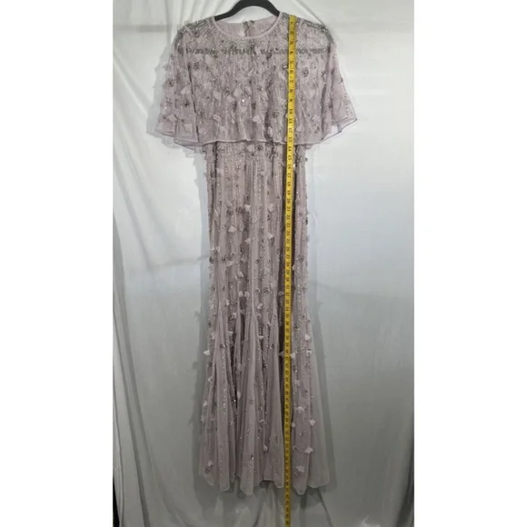 NWT $698 Mac Duggal [ 10 ] Embellished Cape Sleeve Trumpet Gown in Lilac Purple‎ - Picture 3 of 16